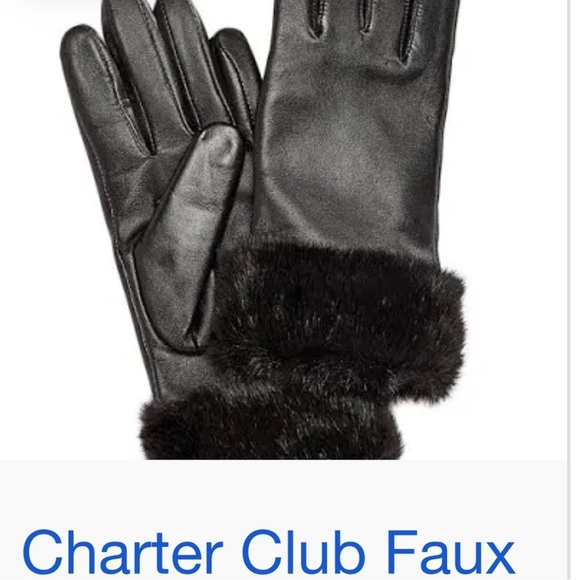 Charter Club Accessories - Charter Club Faux Leather Gloves Small. NWT
